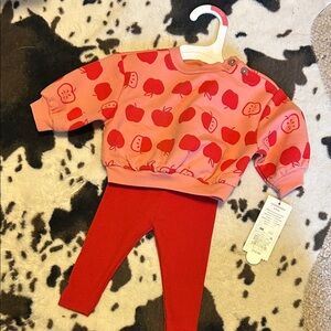 Cat & Jack Red Apple Print Sweatshirt and Pants Set